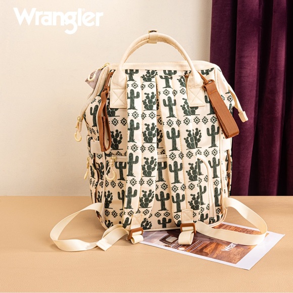 Wrangler Cactus Printed Callie Backpack/Diaper Bag- Beige - Picture 3 of 7
